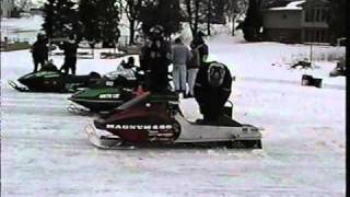 Racing vintage snowmobiles on the ice [upl. by Pytlik]