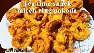 Simple amp Tasty 😋 Mirchi Ring Bajji  Mirchi Ring Pakoda  Mirchi Ring Bhajiya [upl. by Yentnuoc]