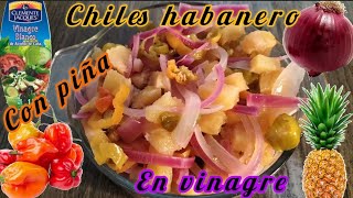 chiles habaneros con piña en vinagre  habaneros en escabeche [upl. by Ahsiuqal]