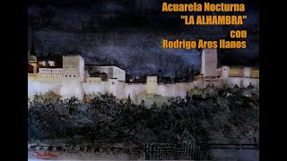 Como pintar una acuarela nocturna con Rodrigo Aros Llanos night watercolor [upl. by Siulesoj]