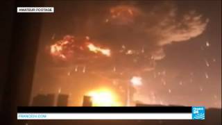 China blasts amateur footage Dozens killed after huge explosion at Tianjin Port [upl. by Ashlie500]