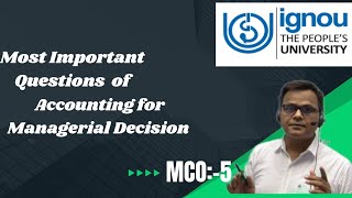 MCO  05  M COM IGNOU  IMPORTANT QUESTIONS JUNE 24 [upl. by Droffig]