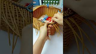 How to weave rattan basket with handle rattan diy handmade [upl. by Orman]