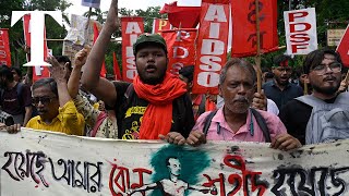 Indian students protest in solidarity with Bangladesh counterparts [upl. by Osman]