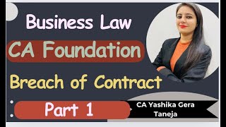 CA Foundation  Breach Of Contract Actual amp Anticipatory Breach Indian Contract Act CA Yashika [upl. by Aulea]