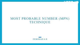 MOST PROBABLE NUMBER TECHNIQUE MPN TEST [upl. by Omar]