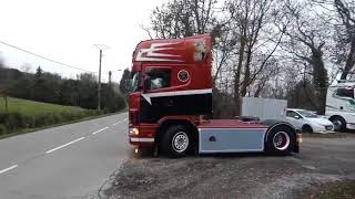 Scania 164L Vout Sébastien Transport RAW V8 sound [upl. by Nehtan]