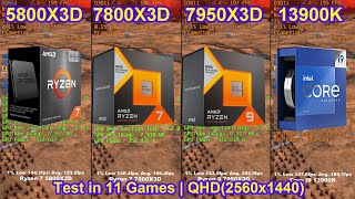 5800X3D vs 7800X3D vs 7950X3D vs 13900K  RTX 4090  Test in 11 Games  QHD2560x1440 [upl. by Kcirdec937]