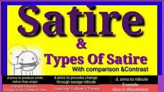 What is satire Definition amp types of Satire Juvenalian Satire Horatian Satire Menippian Satire [upl. by Aivirt]