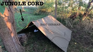 Military Surplus Overnight Using Jungle Cord And East German Half shelters [upl. by Halyhs]