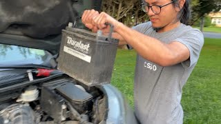 How To Remove Battery From Engine Bay Car SUV Truck Minivan  Dead Discharged Or Replace With New [upl. by Annaiuq]