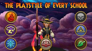 Wizard101 The Playstyles of EVERY School in Wiz [upl. by Kellia585]