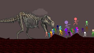 Escape The Dinosaur Skeleton  Stickman Color Race survival  Algodoo Marble Stickman Ragdoll [upl. by Eiboh614]