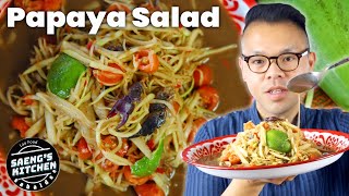 Lao Papaya Salad  Thum Mak Hoong  ຕຳຫມາກຫຸ່ງ  Lao Food at Saeng’s Kitchen [upl. by Tugman]