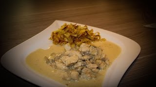 Putengeschnetzeltes mit Champignonrahmsosse und Rösti sehr lecker trotz Pannen [upl. by Anelliw34]