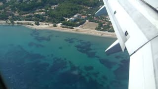 Transavia Landing Mytilini Lesbos Greece  Boeing 7377K2 nice view [upl. by Yornek677]