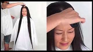 Super long hair headshave woman [upl. by Gardener]