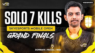 Solo 7 Kills in skyesportsgaming Mobile Open  3K 8Bit  Match Highlights  WSBarman💛📈 [upl. by Elleinaj298]