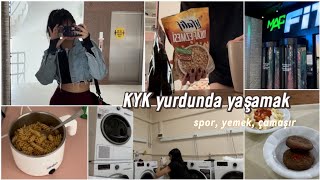 kyk yurdunda bir günüm  spora gitmek çamaşır yıkamak yemek yapmak ￼💪🏼🍽️🧺 [upl. by Benedetta]