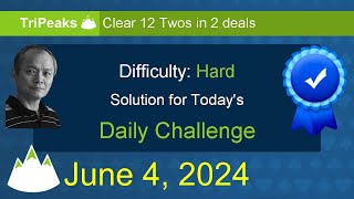 Microsoft Solitaire Collection TriPeaks  Hard  June 4 2024 [upl. by Etireuqram]