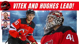 Vitek Vanecek Saves the Devils Early Jack Hughes Lights The Lamp Twice In Opening Night Win [upl. by Lewison]