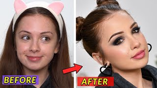 FULL GLAM Transformation  Black Smokey Eye Makeup Tutorial [upl. by Pozzy808]