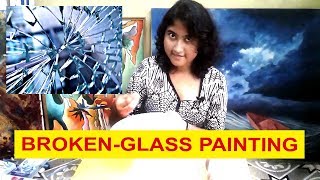 How To Make Broken glass painting RIYA [upl. by Direj]