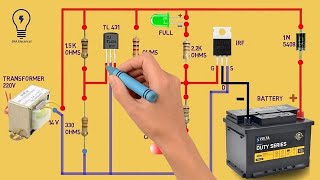 A Simple Battery Charger Circuit Diagram for 12V BatteryAuto cut of 12 volt battery charger circuit [upl. by Gunner19]