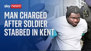 Man charged after army officer stabbed near barracks in Kent [upl. by Ludie]