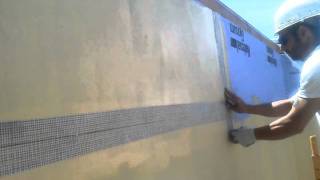 Applying Sto Gold Coat exterior sheetrock Step 1 [upl. by Jimmy]