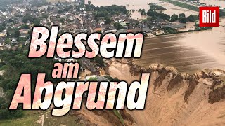 Hochwasser ErftstadtBlessem Kiesgrube bricht immer weiter ein [upl. by Yelknirb]