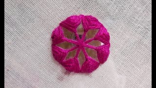 hand embroidery mirror work beautiful flower stitch design [upl. by Dow]