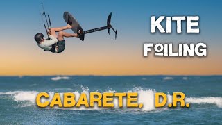 Kite Foiling in PARADISE Cabarete Dominican Republic  Kite Beach DR  Kitesurfing [upl. by Bartlett340]