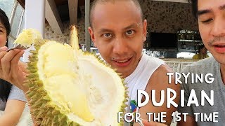 TRYING DURIAN FRUIT FOR THE FIRST TIME  Vlog 213 [upl. by Essy]