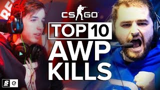 The Top 10 AWP Kills in Competitive CSGO [upl. by Attelrahc]