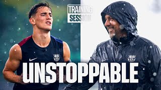 RAINY TRAINING after BIG WIN in el CLÁSICO  FC Barcelona Training 🔵🔴 [upl. by Whitten]