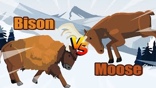 Moose vs Bison  Animal Tournament S1  Animal Animation [upl. by Itsirc]