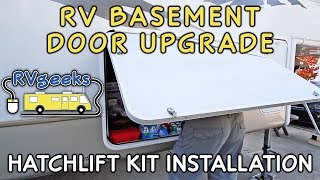 RV Basement Door Upgrade — Hatchlift Kit Installation [upl. by Yrelbmik]