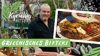 Bifteki  original griechische Frikadelle mit Feta Schafskäse gefüllt  Kyriakos Kitchen [upl. by Enert]