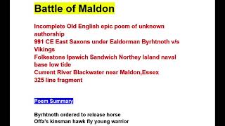 Battle of Maldon  Old English Heroic Poem  Hindi Summary [upl. by Pirnot]