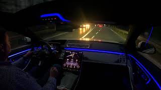 ASMR Highway Driving into the Night No Talking No Music in the Mercedes SClass [upl. by Corwun]