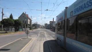 Straßenbahn Graz Trams in Graz Route 1 Hauptplatz  Eggenberg Unfallkrankenhaus [upl. by Rorrys]