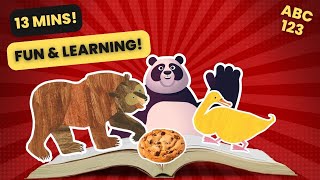 Fun Video for KIDS compilation 13 MINS  Brown Bear Stories Animated Film Learning [upl. by Mina917]