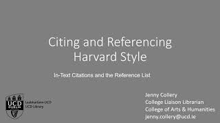 Citing and referencing using the Harvard Style [upl. by Pamelina]