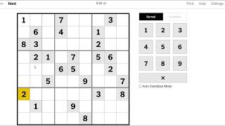 Sudoku 8 Nicht so schwer  Lösung New York Times Hard Sudoku 16420 [upl. by Atiruam]