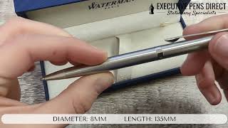 Waterman Hemisphere Ballpoint Pen  Stainless Steel Chrome Trim  Unboxing Writing amp Engraving [upl. by Nnaer]