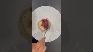 Corned beef  egg  pickled onions on an English muffin sandwich cooking [upl. by Gerfen191]