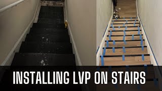 The BEST DIY method for installing LVP on stairs  How to install Luxury Vinyl Plank on stairs EASY [upl. by Stav757]