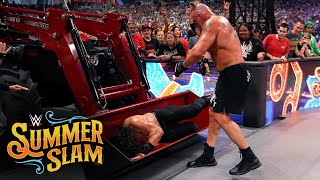 Brock Lesnar sends Roman Reigns to Tractor City SummerSlam 2022 WWE Network Exclusive [upl. by Odlanor]