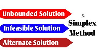 Unbounded Infeasible amp Alternate Solution in the Simplex Method How to identify type of solution [upl. by Ohl]